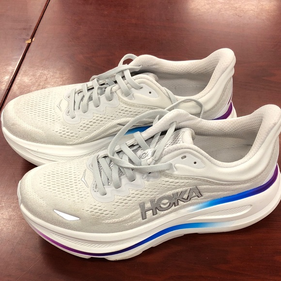 Hoka Shoes - Hoka Women's Gray and Purple Bondi 9 Athletic Shoes